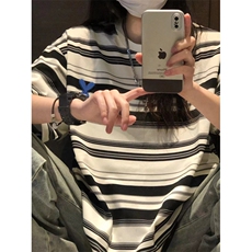 ootd少年感条纹短袖T恤TTH0012-批价4260，男装T恤，星座1005-1
