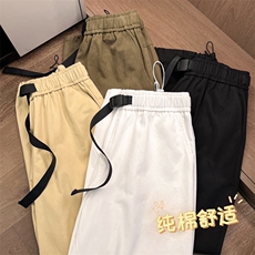 裤子男秋季潮牌宽松纯棉抽绳束脚卫裤港风休闲裤-K660特批38，男装休闲裤，星座718-1