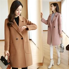 2026年新款高端手缝小个子羊绒大衣女韩版修身羊毛双面呢外套，女装毛呢外套，媚琳依坊