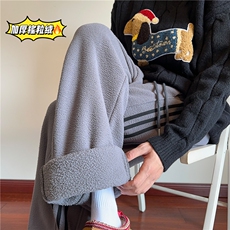 冬季新款潮流条纹设计保暖摇粒绒宽松休闲裤B315-K898-p55控78，男装休闲裤，电商B315