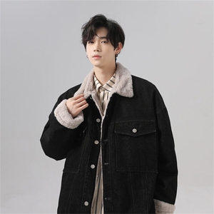 现货加绒牛仔棉服男冬季棉衣外套羊羔绒翻领夹克毛领MY2220-P110图片