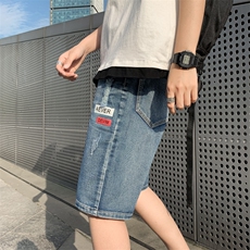 男士牛仔短裤夏季韩版潮流五分中裤宽松男生直筒裤子休闲D，男装牛仔裤，电商A318