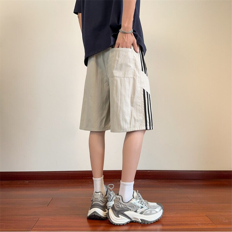 抖音品质夏季新款美式条纹运动宽松五分裤B315-K25792-特p25控48,男装牛仔裤,电商B315