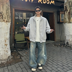 美式立领开衫卫衣男春季宽松情侣运动外套休闲夹克上衣JK0645-P73，男装夹克，星座308B-1