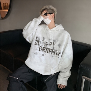 高品质重磅大码350克脏脏扎染65棉连帽卫衣美式潮男个性，男装卫衣，星座203-1