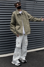 港风高街痞帅男装外套美式短款潮牌工装皮衣夹克DSA157B-J232-P90，男装夹克，电商A157B