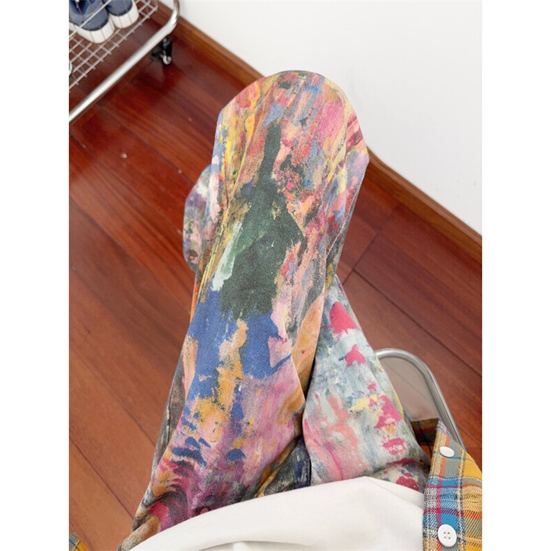 B221美式ins高街暗黑宽松直筒3D印花牛仔裤LK25431-特P50控88，男装牛仔裤，电商B221