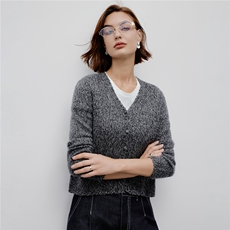2025早秋新款韩版时尚百搭显瘦v领长袖山羊绒针织开衫，女装羊绒衫，阿舍尔精品