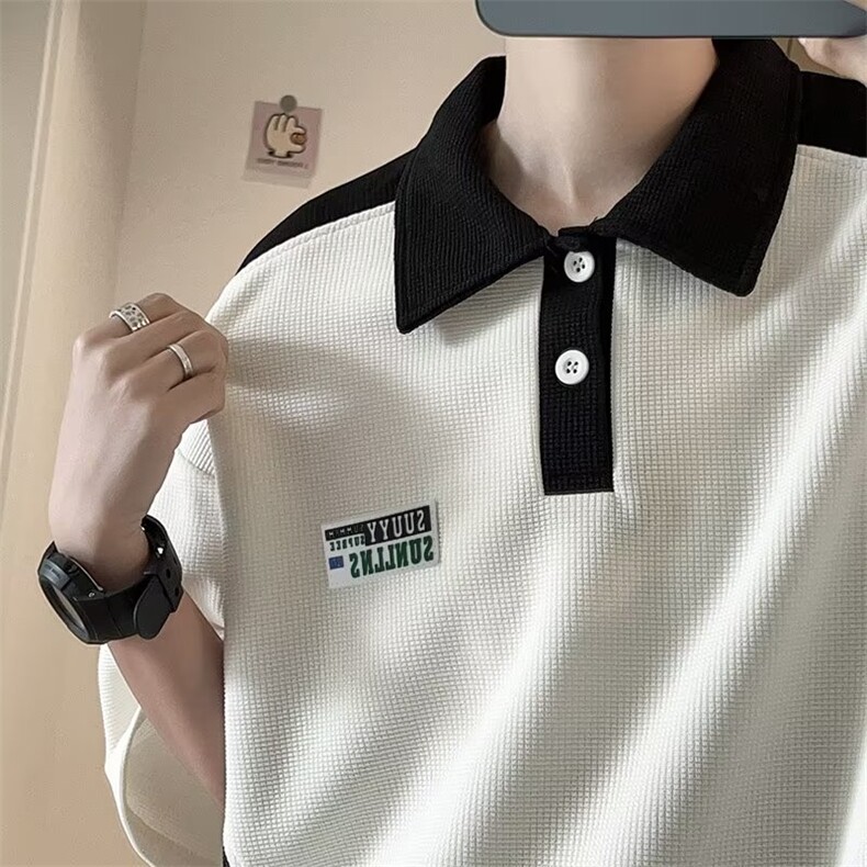 polo衫短袖男夏季设计感潮牌上衣美式高街半袖t恤青少年PA14-P33,男装Polo衫,星座1008