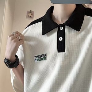 polo衫短袖男夏季设计感潮牌上衣美式高街半袖t恤青少年PA14-P33图片