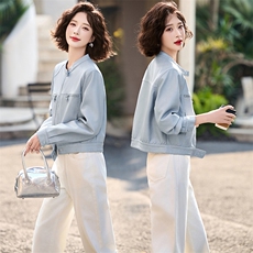 2025春季新款时尚皮衣外套女高级感显瘦短款机车夹克小个子上衣潮，女装皮衣，魅丽静蓝