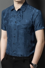 爸爸中年男士品质夏装短袖衬衫退休老男装，男装衬衫，钱塘6003（原4033）