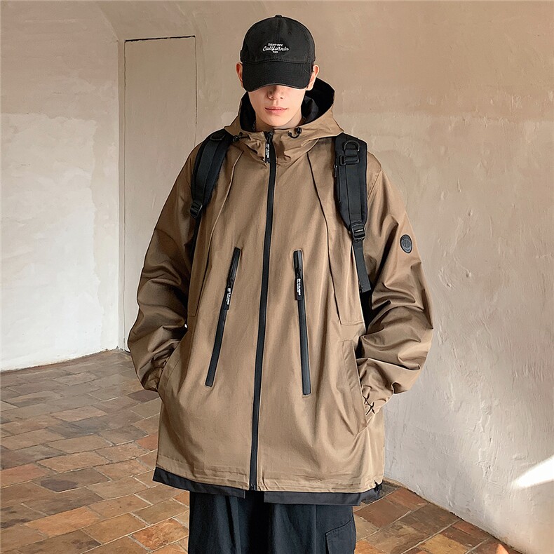 2025秋冬连帽防水拉链假两件冲锋衣机能夹克JK2299/特P55军绿2,男装夹克,电商A094