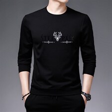 秋季新款卫衣男圆领商务休闲中年印花男长袖薄款时尚百搭上衣，男装卫衣，电商B212（原钱塘6029）