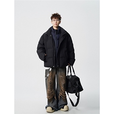 仿牛仔拼接假两件棉衣保暖设计感立领棉服A170-M912-P135控188，男装棉衣，电商A170