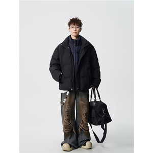 仿牛仔拼接假两件棉衣保暖设计感立领棉服A170-M912-P135控188图片