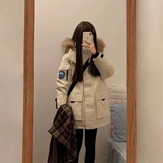 大毛领工装情侣棉服女款2025新款冬季加厚韩系宽松棉袄厚外套冬装，男装棉衣，星座1210-1