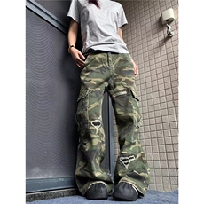 美式hiphop迷彩裤男高街潮牌痞帅宽松微喇休闲工装裤KX421，男装工装外套，星座1116A（原606A-3）
