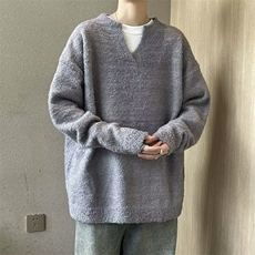 港风秋款男小V领套头毛衣休闲针织衫外套M5714P55，男装针织衫/毛衣，星座1013-1