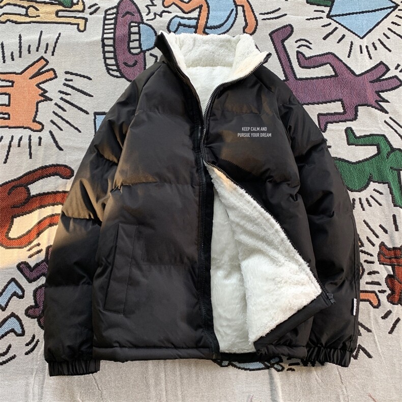 2025秋冬加绒棉衣羊羔毛加厚棉服立领面包服纯色字母CC17-特P58,男装棉衣,星座405-3