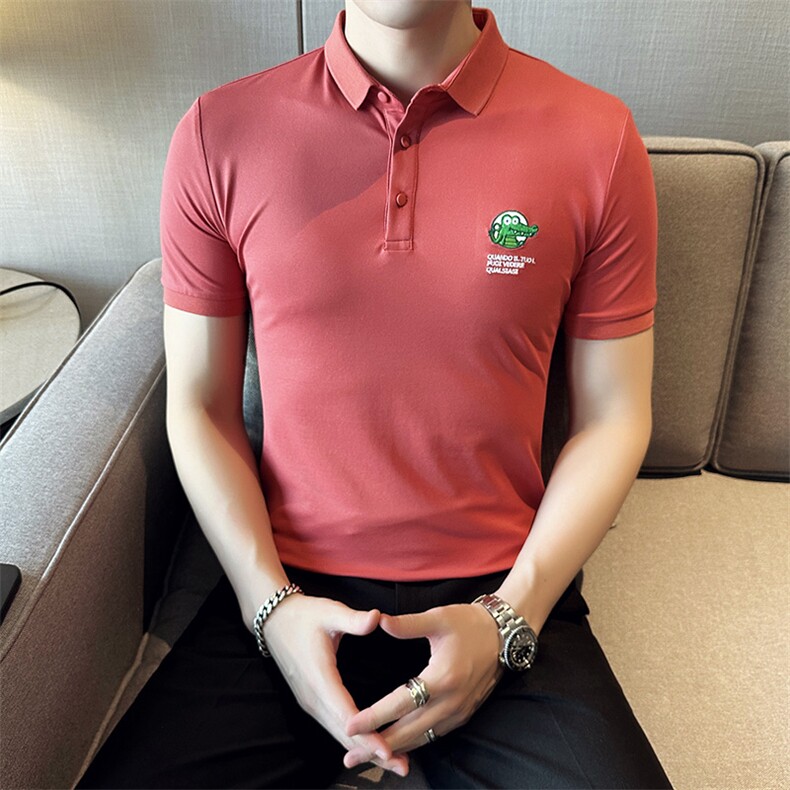 2024夏季新款修身短袖POLO衫韩版时尚刺绣T恤男D8802-p55控85,男装Polo衫,电商D303
