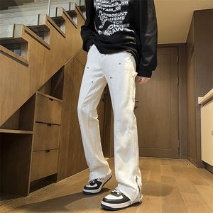 工装牛仔裤休闲裤男生秋季宽松阔腿裤潮牌直筒长裤N24-P48图片