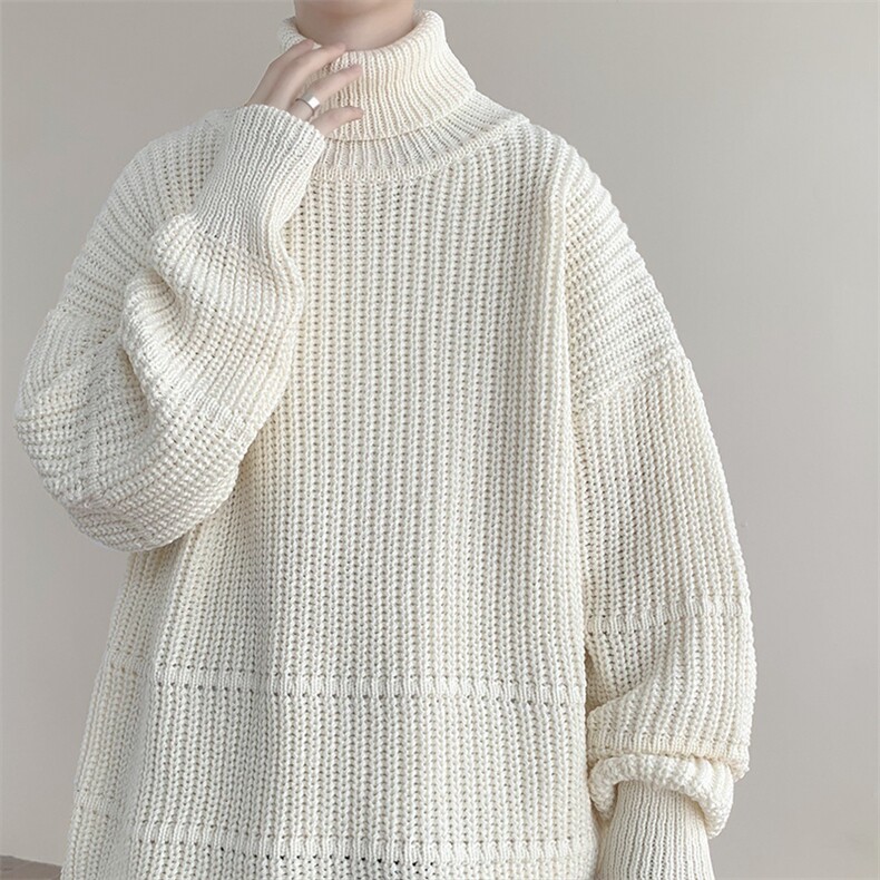 现货7622-特P56港风高领毛衣男士休闲潮流针织毛线大码外套，男装针织衫/毛衣，电商A059