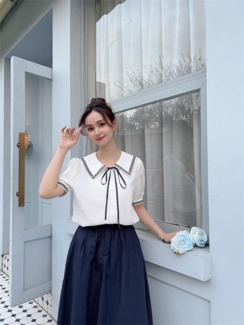 夏季新款设计款风元素刺绣衬衣,女装其它,知否