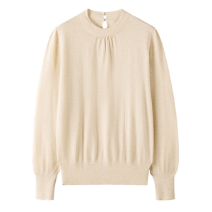 2025年秋季宽松型通勤套头圆领后背扣子长袖，女装羊绒衫，晨晟羊绒