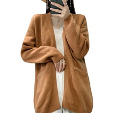 秋冬季新款舒适简约女士中长款羊毛开衫，女装羊毛衫，奢优羊绒