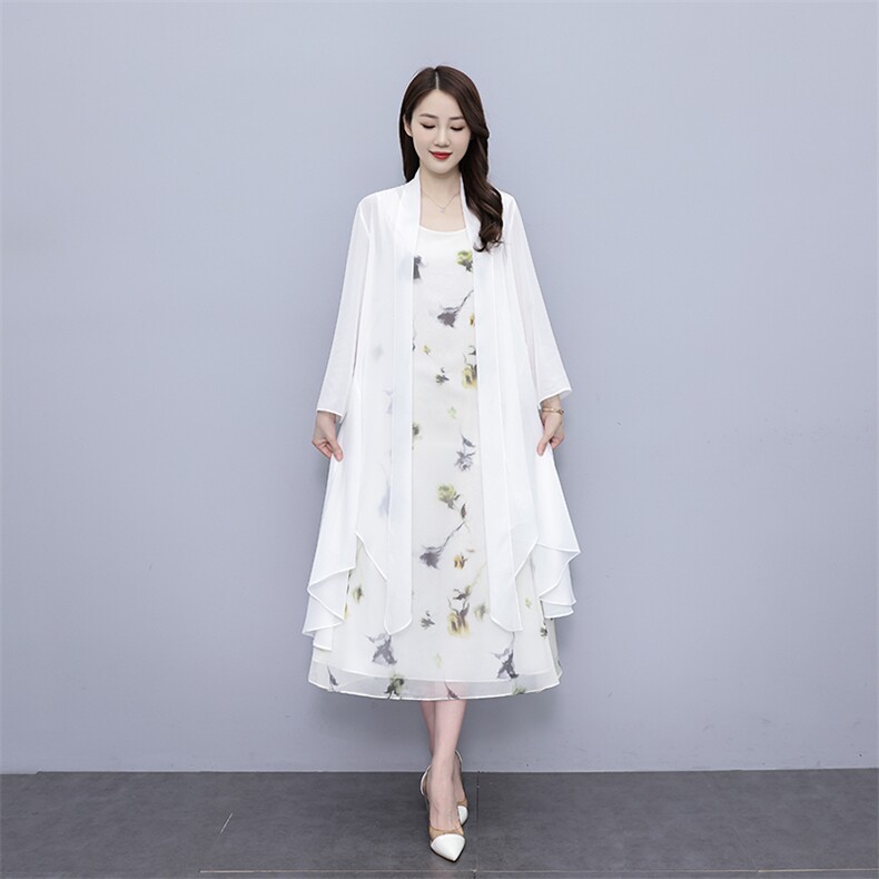背心连衣裙女2025夏季新款防晒衣雪纺披肩开衫外搭裙子,女装连衣裙,秀美人生