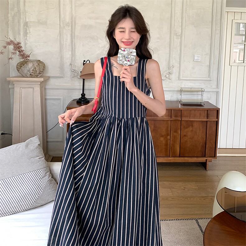 2024夏季新款条纹背带裙-款号9929-P115-K168,女装连衣裙,浙宝305