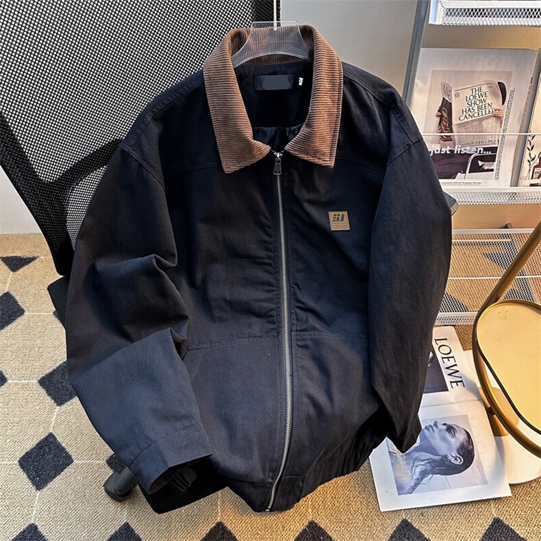 2025新美式复古工装夹克宽松撞色领上衣外套潮流痞帅男W8607-P68,男装夹克,星座512-4