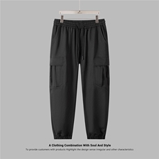 新款休闲男长裤工装刺绣多口袋束脚裤A329-K8851-P58，男装工装外套，电商A329