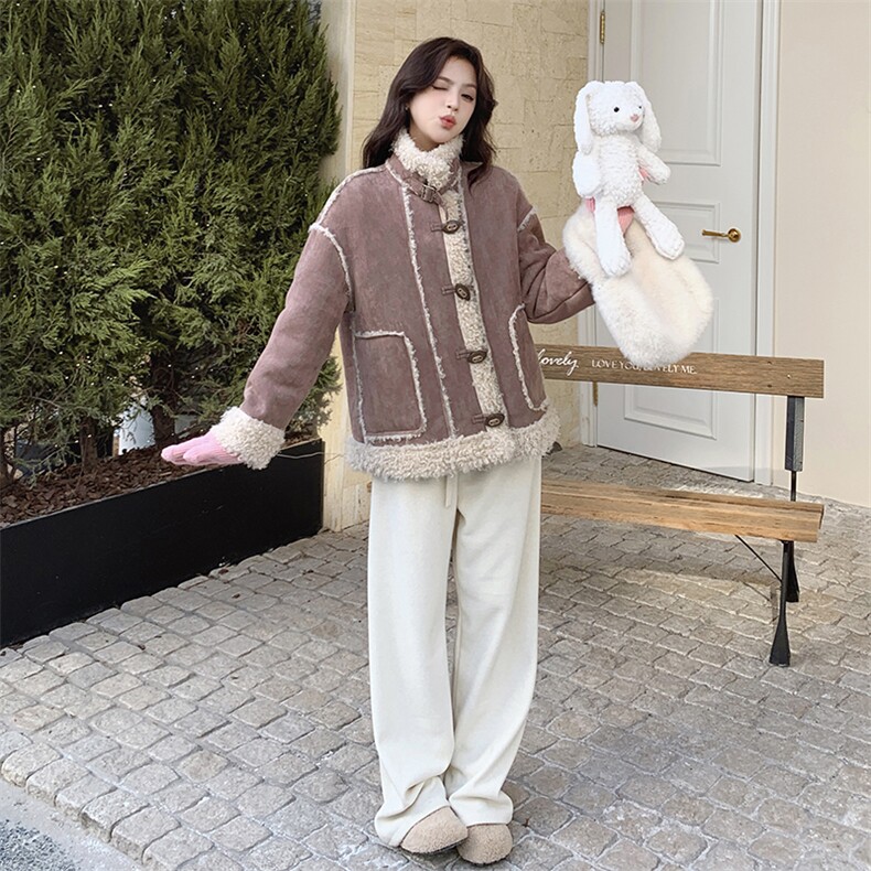 【档口有货】冬装新款麂皮羊羔毛外套2D112-5521-P195控288,女装毛呢外套,2D112