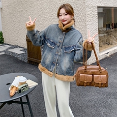 2024冬装新款时尚简约气质加绒牛仔外套，女装牛仔外套，浙宝220