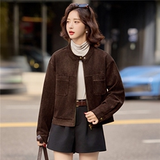 麂皮绒短款夹棉外套女2025新款帅气通勤穿搭冬装外套，女装棉衣/棉服，梦懿尔