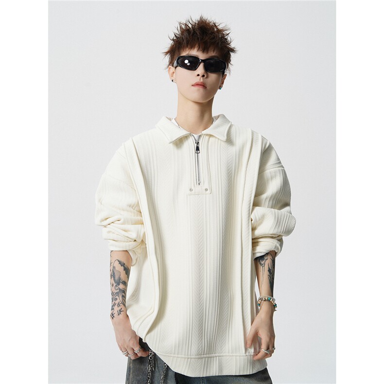 现货WY10167-特P45控88新款高品质大码百搭宽松半拉链卫衣男,男装卫衣,电商A059