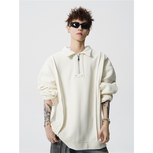 现货 WY10167-特P45 控88 新款高品质大码百搭宽松半拉链卫衣男图片