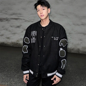 棒球服毛巾刺绣情侣宽松夹克春秋冬外套图片