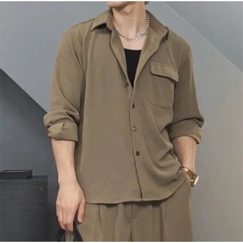 春夏薄款长袖衬衫垂感时尚轻熟高级肌理感纯色衬衣4027/P90图片
