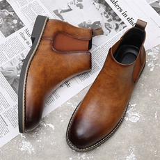 X4281-135切尔西靴男士2024秋冬季擦色时尚复古马丁靴加绒短靴，男鞋切尔西靴，星座1407-3