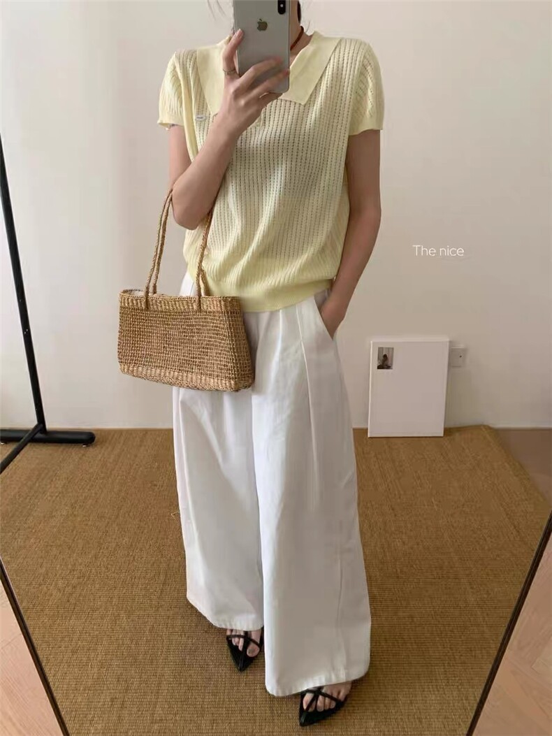 夏季新款短袖t恤女薄款圆领针织宽松百搭半袖上衣,女装T恤,斯尔特羊绒