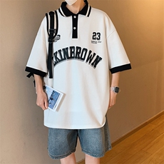 1港风polo衫男潮大码M-5XL情侣风翻领短袖T恤DP7741P45控68，男装T恤，星座226-2