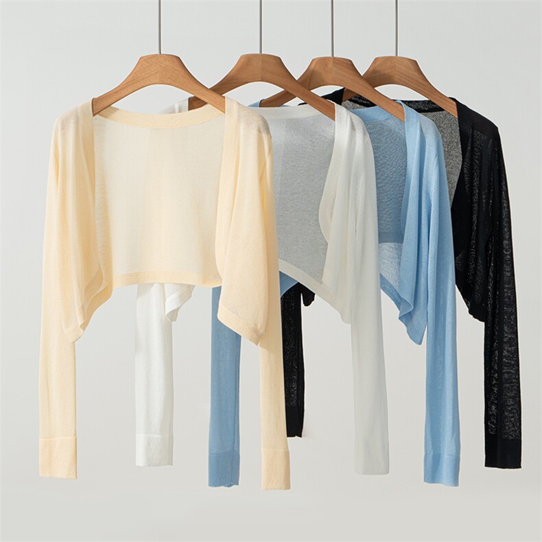 夏季上新莱塞尔天丝披肩女宽松休闲气质百搭针织冰丝亚麻防晒外套，女装防晒衣，欣美羊绒
