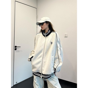 棒球服早秋外套女美式立领卫衣休闲宽松慵懒夹克上衣 W18图片