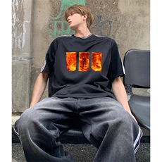 抖音得物高品质二开240克宽松纯棉美式潮牌三条杠织带短袖T恤，男装T恤，电商A486-1