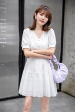 夏季镂空连衣裙，女装连衣裙，吉之红