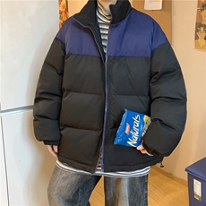 港风酒店拼接撞色保暖面包服立领情侣棉衣A247-MY250特批50，男装棉衣，电商A247