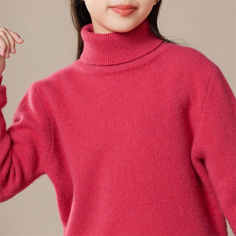 时尚儿童高领毛衣纯色舒适保暖针织衫男女童秋冬新款,童装儿童针织衫,质第童装店